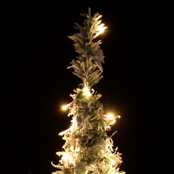 Plastgran pop-up med snö 100 LED 150 cm