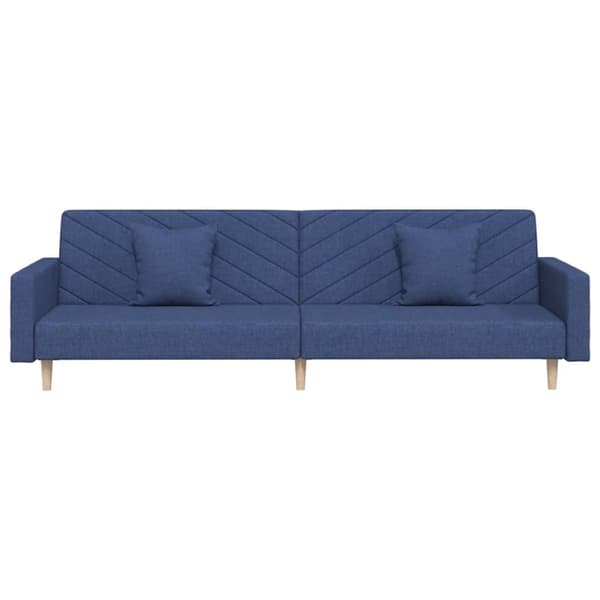 Bäddsoffa 2-sits med två kuddar blå tyg