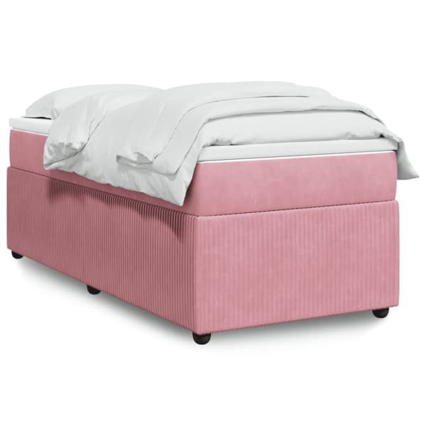 Ramsäng med madrass rosa 90x190 cm sammet