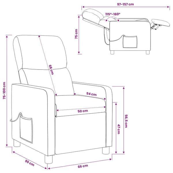 Recliner Vinröd Tyg