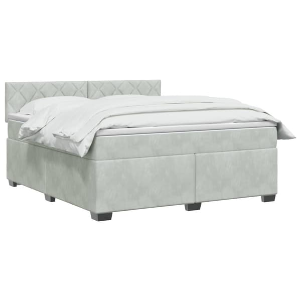 Boxspring säng med madrass och LED Ljusgrå 180 x 200 cm Sammet