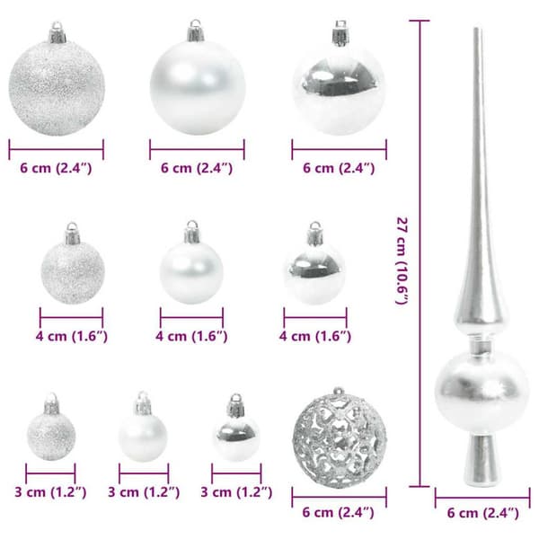 Julprydnad Set med 150 LED-lampor 61 pcs Silver Plast