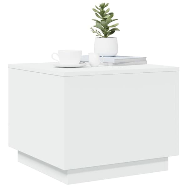 Soffbord med LED vit 50x50x40 cm
