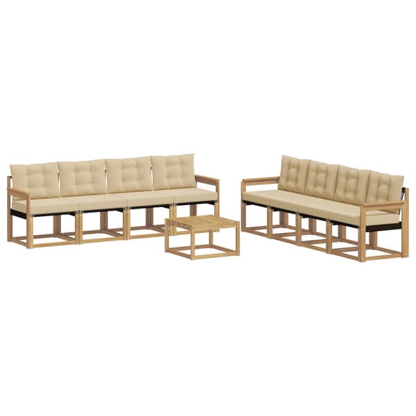 Utomhussoffset med kudde 9 pcs Vit och Beige
