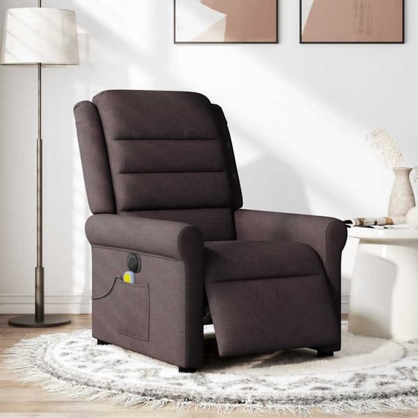 Elektrisk massagefåtölj mörkbrun tyg