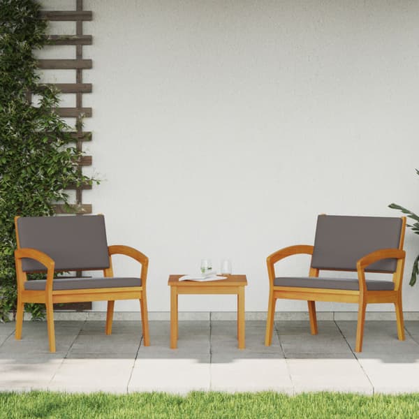 Bistroset med kudde 3 pcs Brun Polyester
