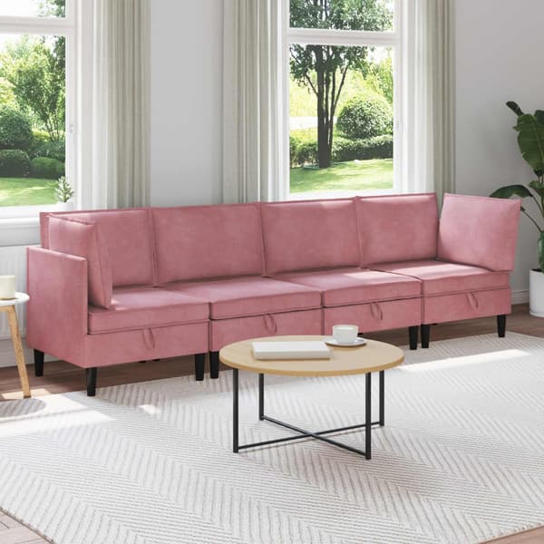Möbelset för vardagsrummet med kudde 4 pcs Rosa Sammet