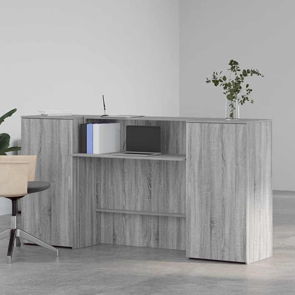 Receptionsdisk grå sonoma 200x50x103,5 cm konstruerat trä