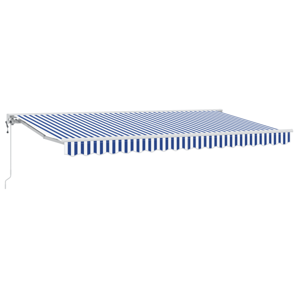 Markisram Blå och Vit 400 x 200 cm Polyester med PU-beläggning