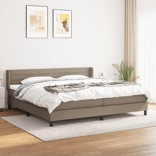 Ramsäng med madrass taupe 200x200 cm tyg