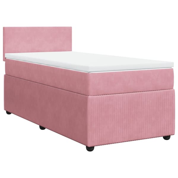 Ramsäng med madrass rosa 90x200 cm sammet
