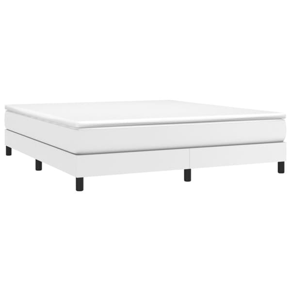 Boxspring-sängram vit 180x200 cm konstläder
