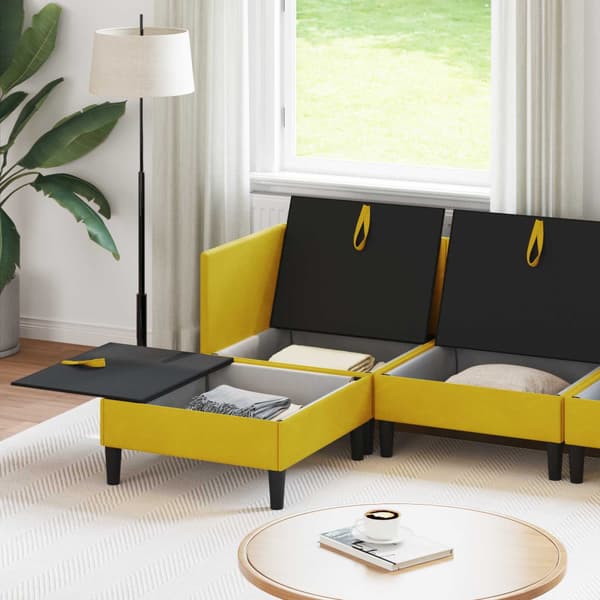 Möbelset för vardagsrummet med kudde 6 pcs Gul Sammet