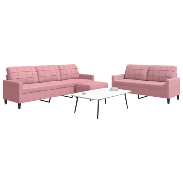 Soffgrupp med dynor 3 delar rosa sammet