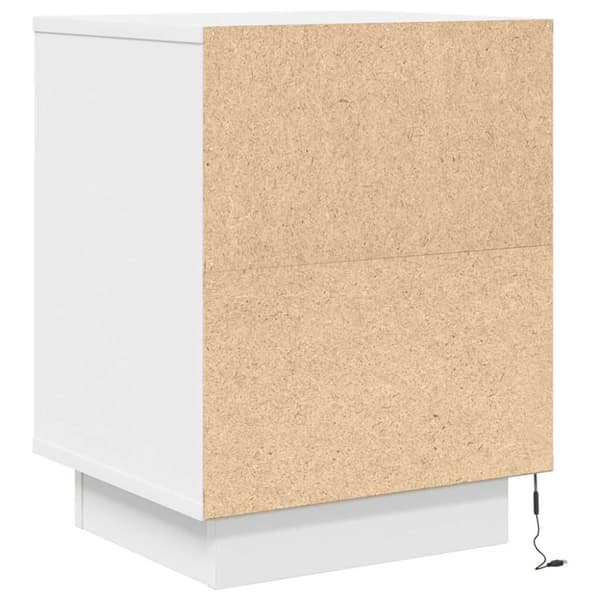 Sängbord med LED-lampor vit 38x34x50 cm