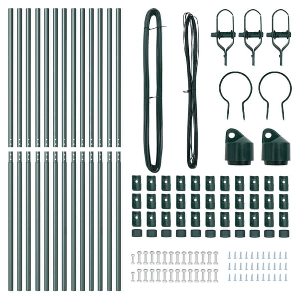 Stängselstolpe 13 pcs Grön Stål