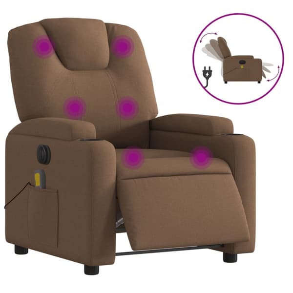 Elektrisk massagefåtölj brun tyg