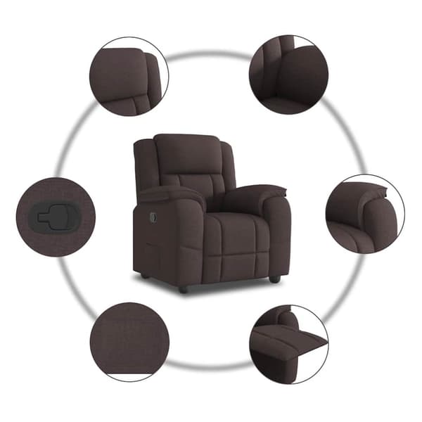 Reclinerfåtölj mörkbrun tyg
