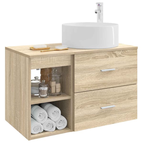 Badrumsmöbelset 2 pcs Sonoma-ek Konstruerat trä
