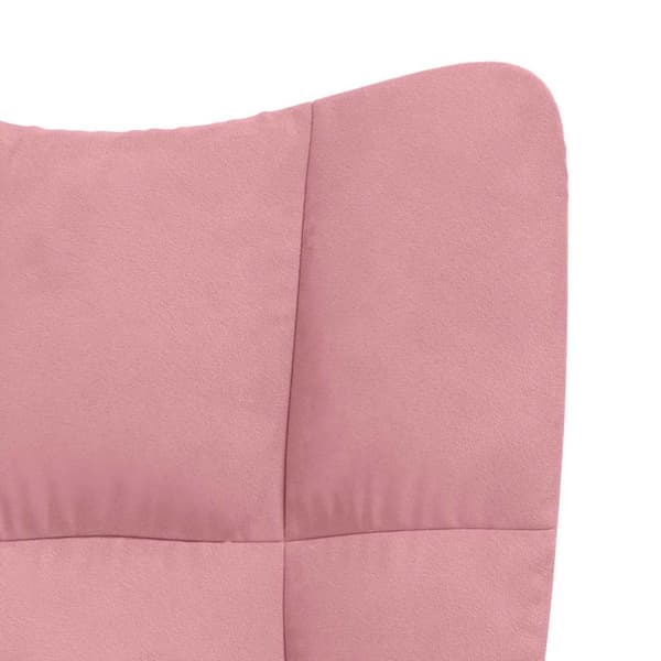 Vilstol med fotpall rosa sammet