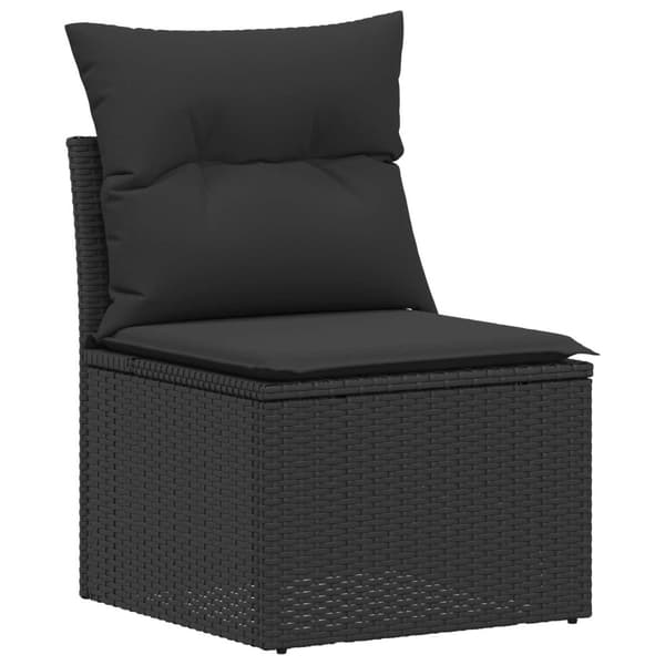 Soffset 7 st Svart Poly Rattan och stål