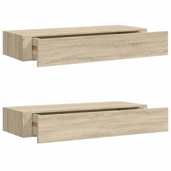 Väggmonterad låda 2 st ek 60x23,5x10 cm MDF