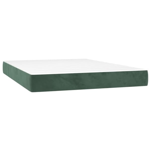 Ramsäng med madrass mörkgrön 140x190 cm sammet