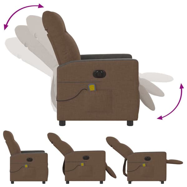 Elektrisk massagefåtölj brun tyg
