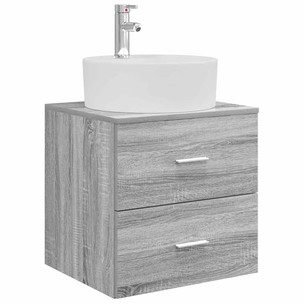 Badrumsmöbelset 4 pcs Grå Sonoma Konstruerat trä och glas