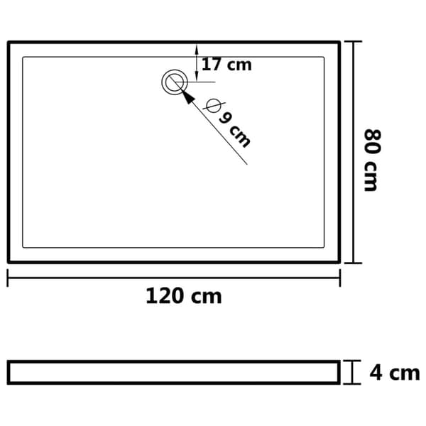 Duschkar med prickar vit 80x120x4 cm ABS