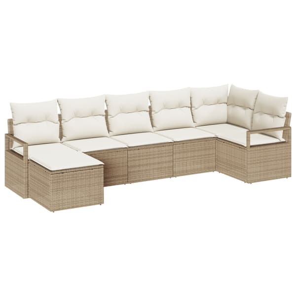 Soffset med kudde 7 pcs Beige konstrotting