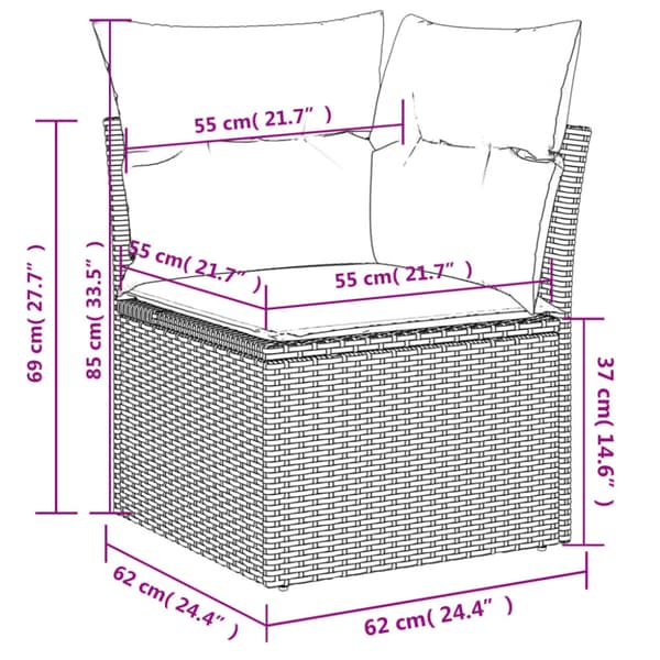 Trädgårdssoffset med dynor 7 delar ljusgrå konstrotting