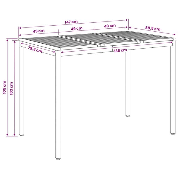 Trädgård Bar Bord Vit och svart 147 x 88,5 x 105 cm