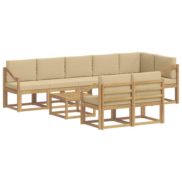 Utomhussoffset med kudde 9 pcs Vit och Beige Polyester