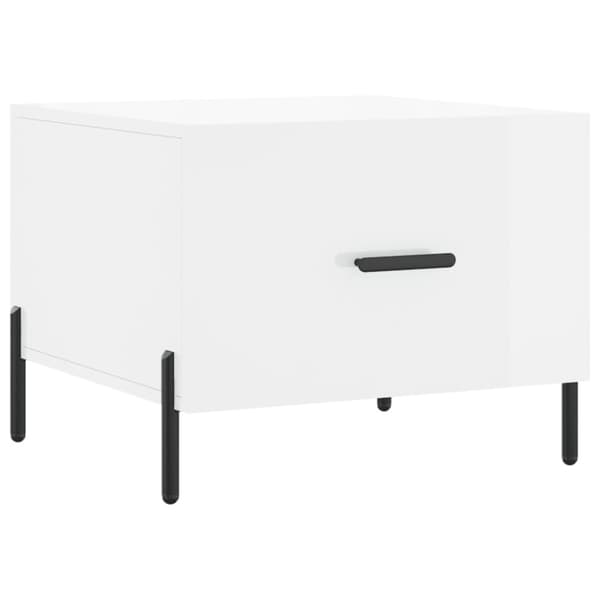 Soffbord vit högglans 50x50x40 cm konstruerat trä