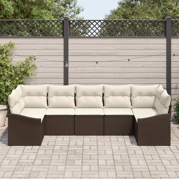 Soffset med kudde 7 pcs Brun konstrotting