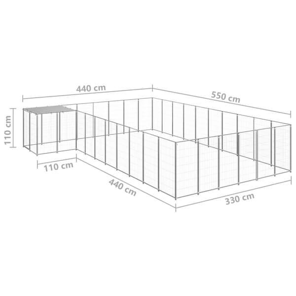 Hundgård silver 19,36 m² stål