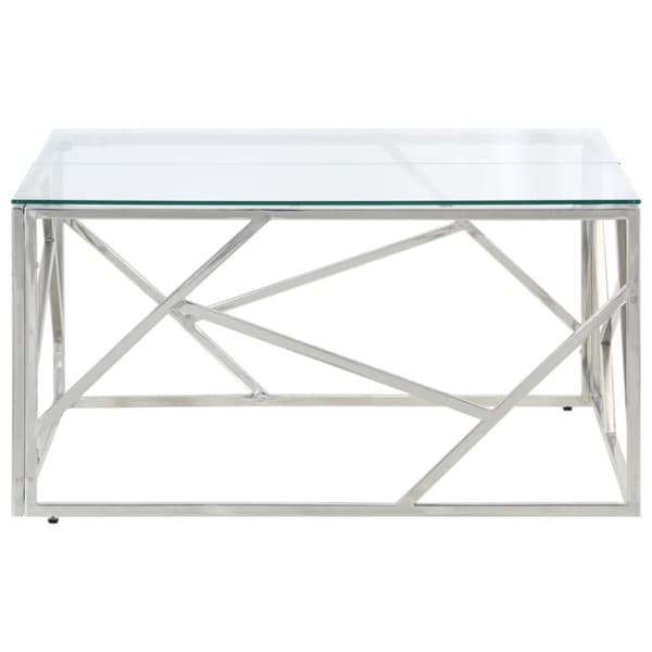 Soffbord silver rostfritt stål och härdat glas