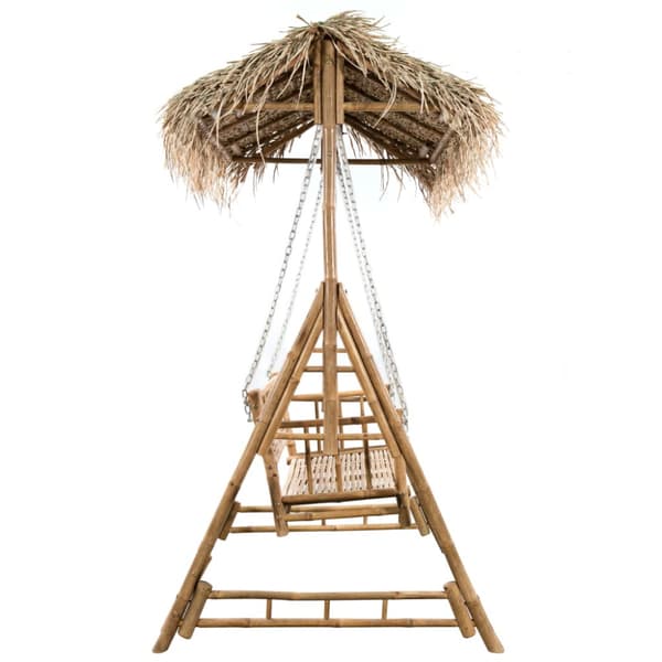 2-sits hammock med palmblad och dyna bambu 202 cm