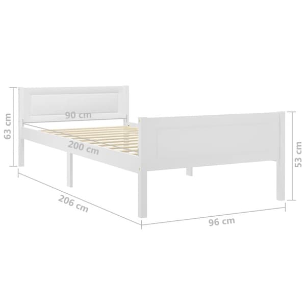 Sängram massiv furu vit 90x200 cm