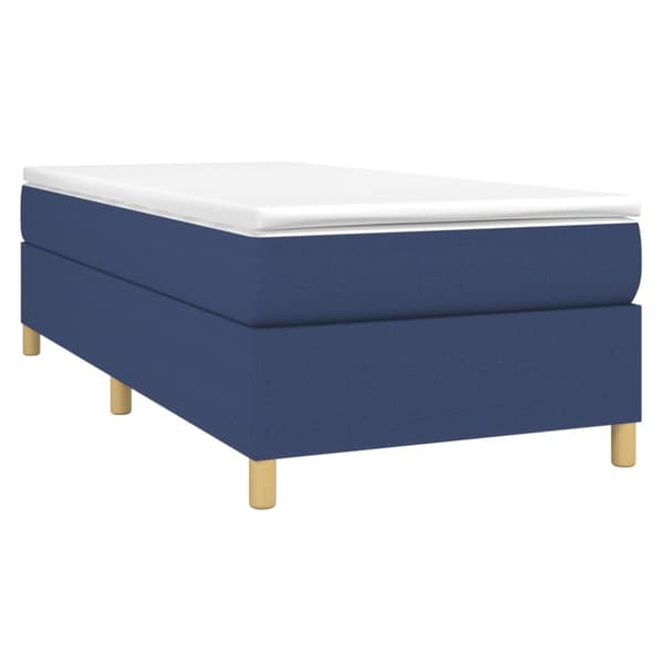 Boxspring-sängram blå 90x200cm tyg