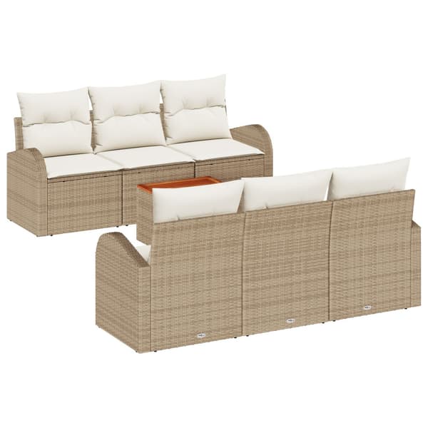 Trädgårdsoffset 7 pcs Beige och gräddfärgad konstrotting