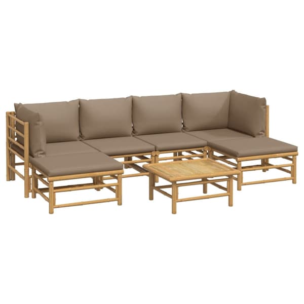 Loungegrupp 7 delar taupe dynor bambu