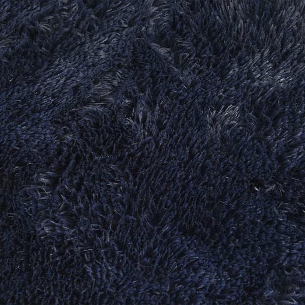 Ryamatta med lång lugg NAVARRA marinblå 100x100 cm polyester