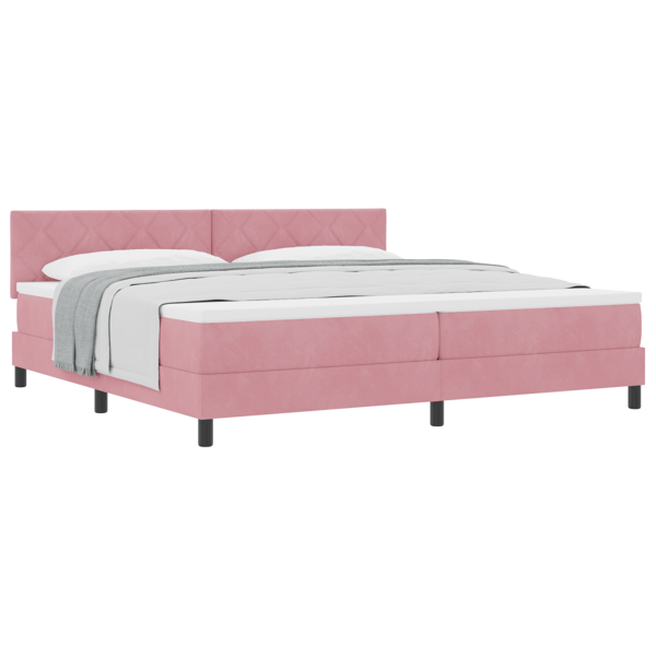 Bäddfjäder med huvudgavel Rosa 200 x 200 cm Sammet