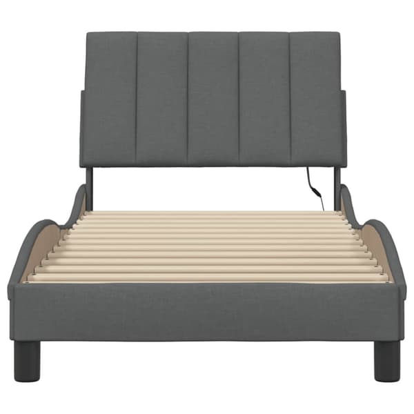 Bed Frame without Mattress "Hanko" Dark Grey 90x200cm Fabric