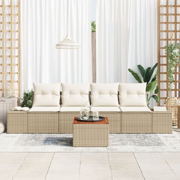 Trädgårdsoffset 5 pcs Beige och gräddfärgad konstrotting
