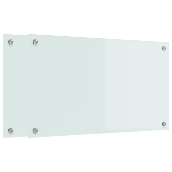 Köksskydd 2 pcs Vit 70 x 40 cm härdat glas