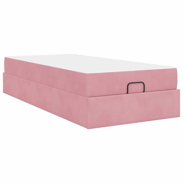 Sängram med madrass 2 pcs Rosa Sammet