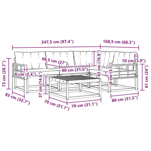 Utomhussoffset 5 pcs Vit och grädde 79 x 79 x 37 cm